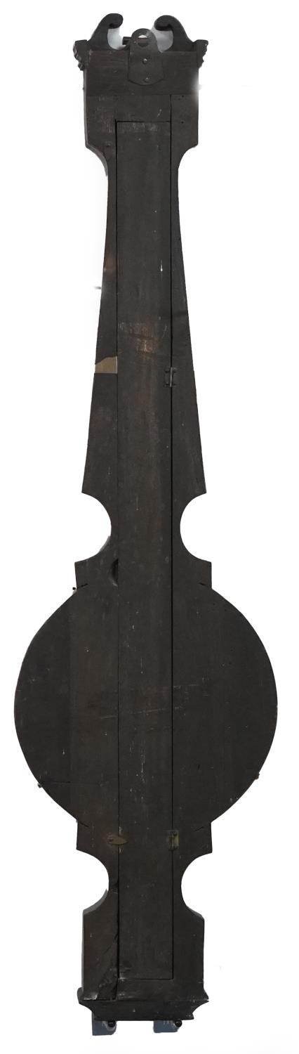 19th century rosewood wall barometer thermometer with silvered dials, one inscribed Burt Court C, - Image 5 of 6