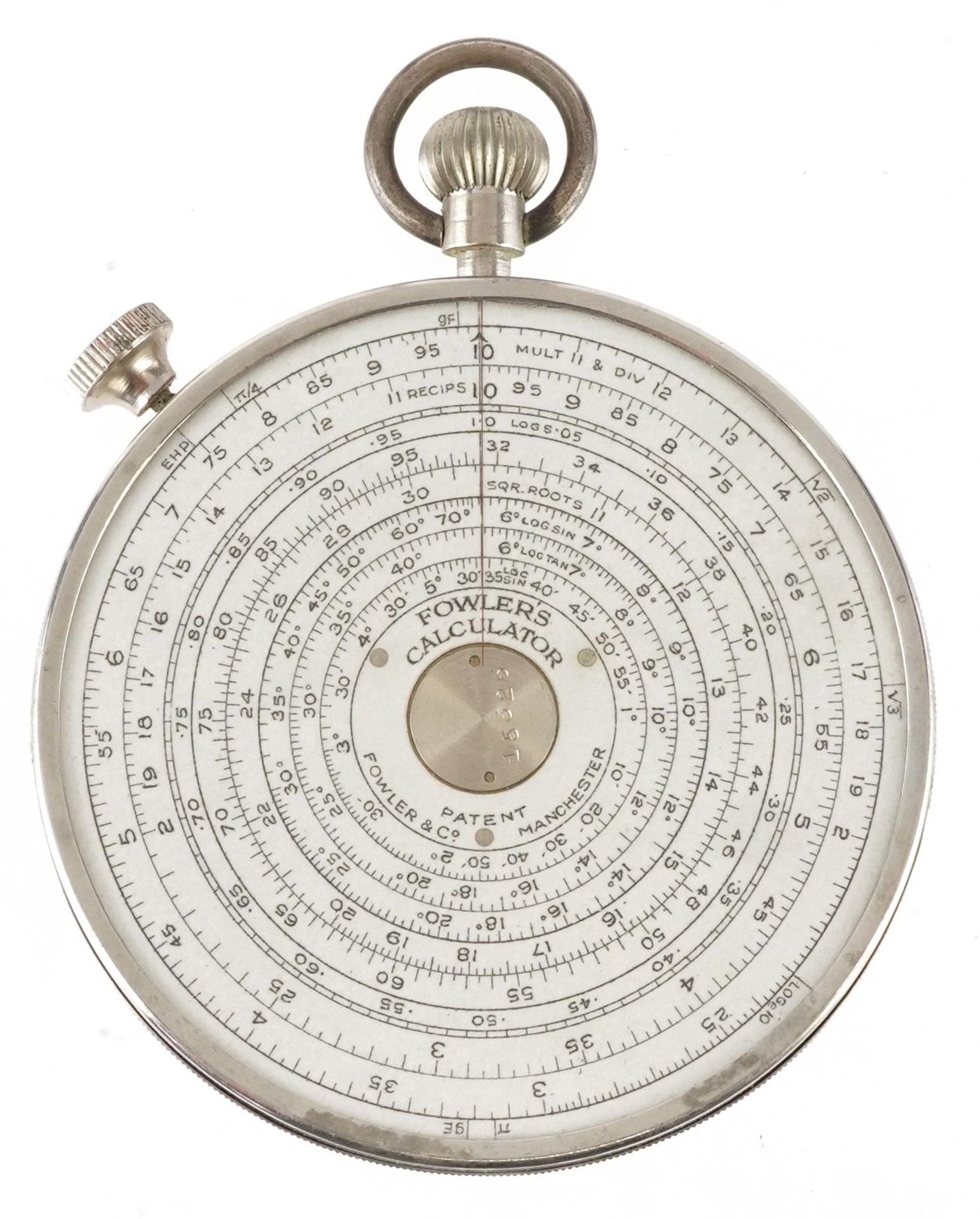Fowler & Company circular calculator, Manchester, England, 7cm in diameter excluding the case - Bild 3 aus 4