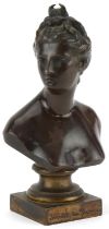 French Société des Bronzes bust of a female, possibly Selene the Greek Goddess, 22cm high