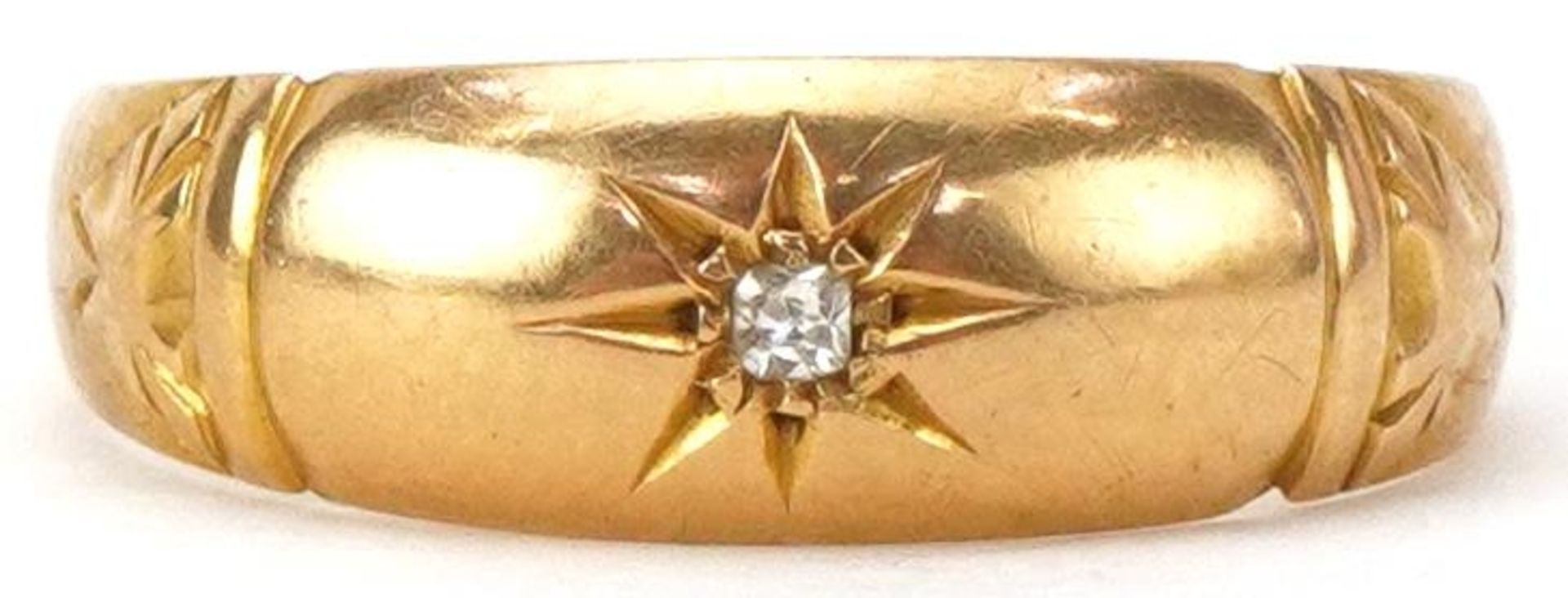 Victorian 18ct gold diamond Gypsy ring, Birmingham 1896, size M, 1.7g