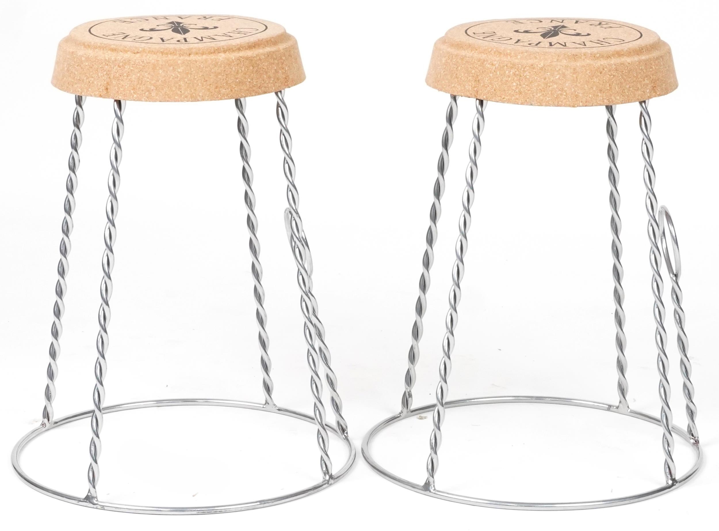 Pair of Champagne cork design stools, each 52cm high - Image 3 of 3