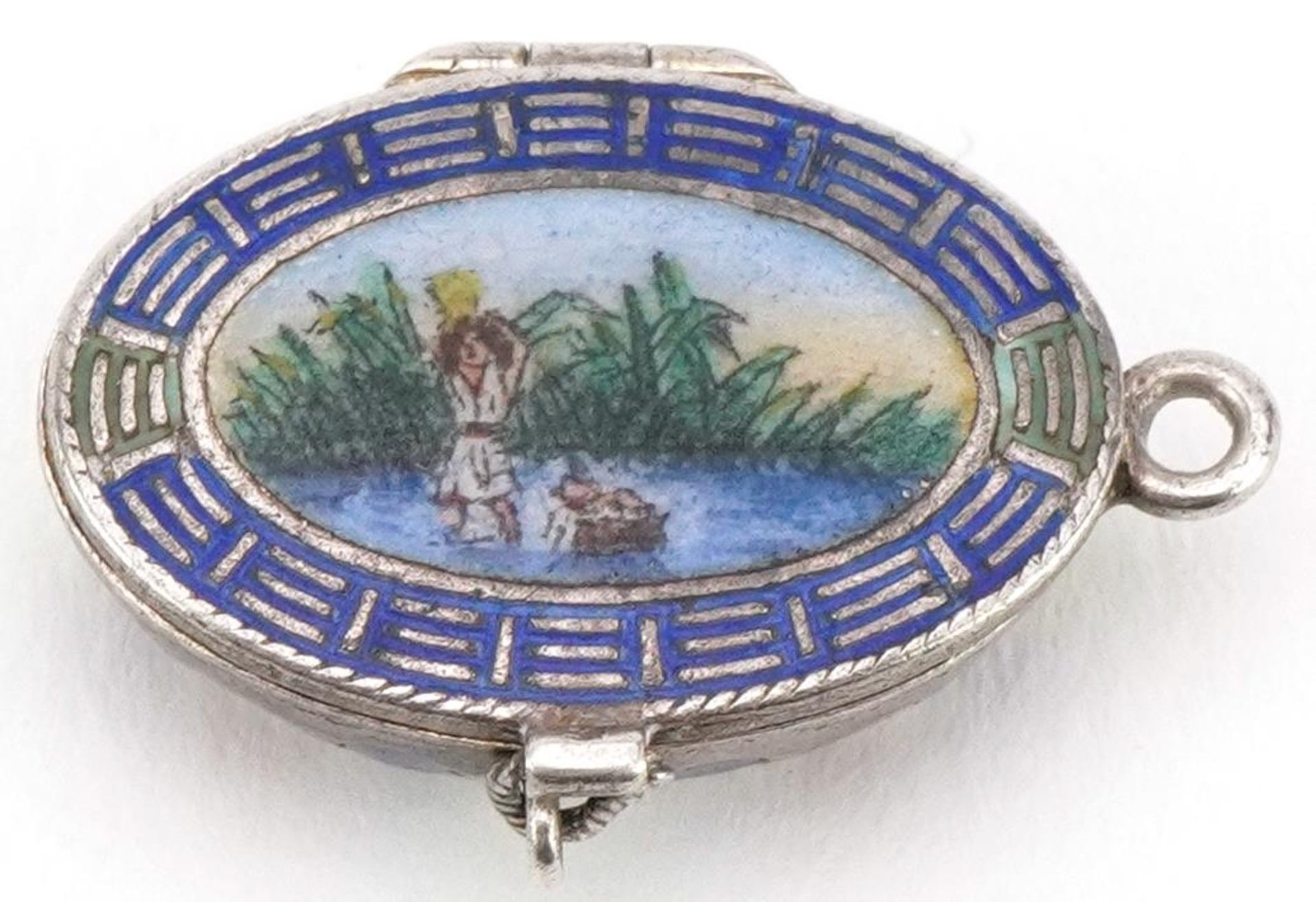 Egyptian Revival silver and enamel pendant in the form of a sarcophagus, 2.1cm in length, 3.3g - Bild 2 aus 4