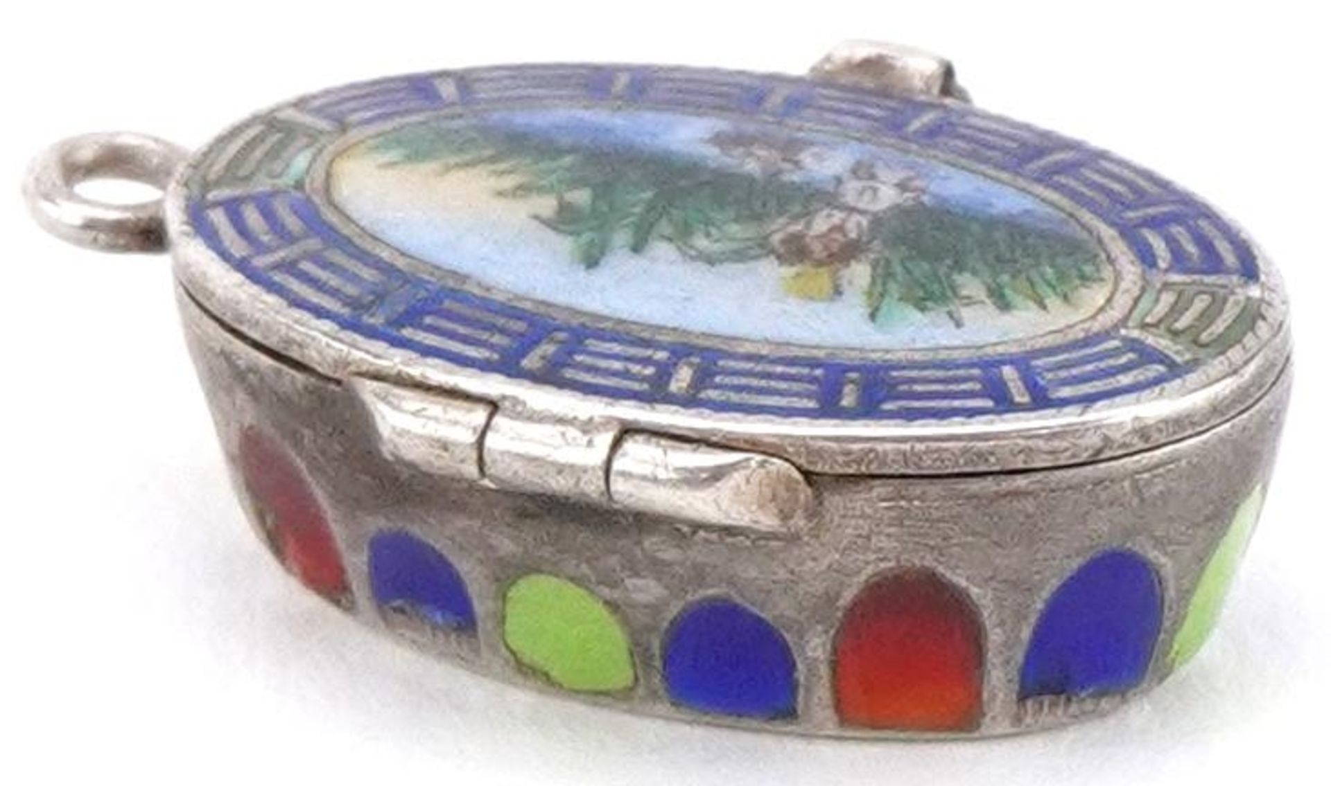 Egyptian Revival silver and enamel pendant in the form of a sarcophagus, 2.1cm in length, 3.3g - Bild 3 aus 4
