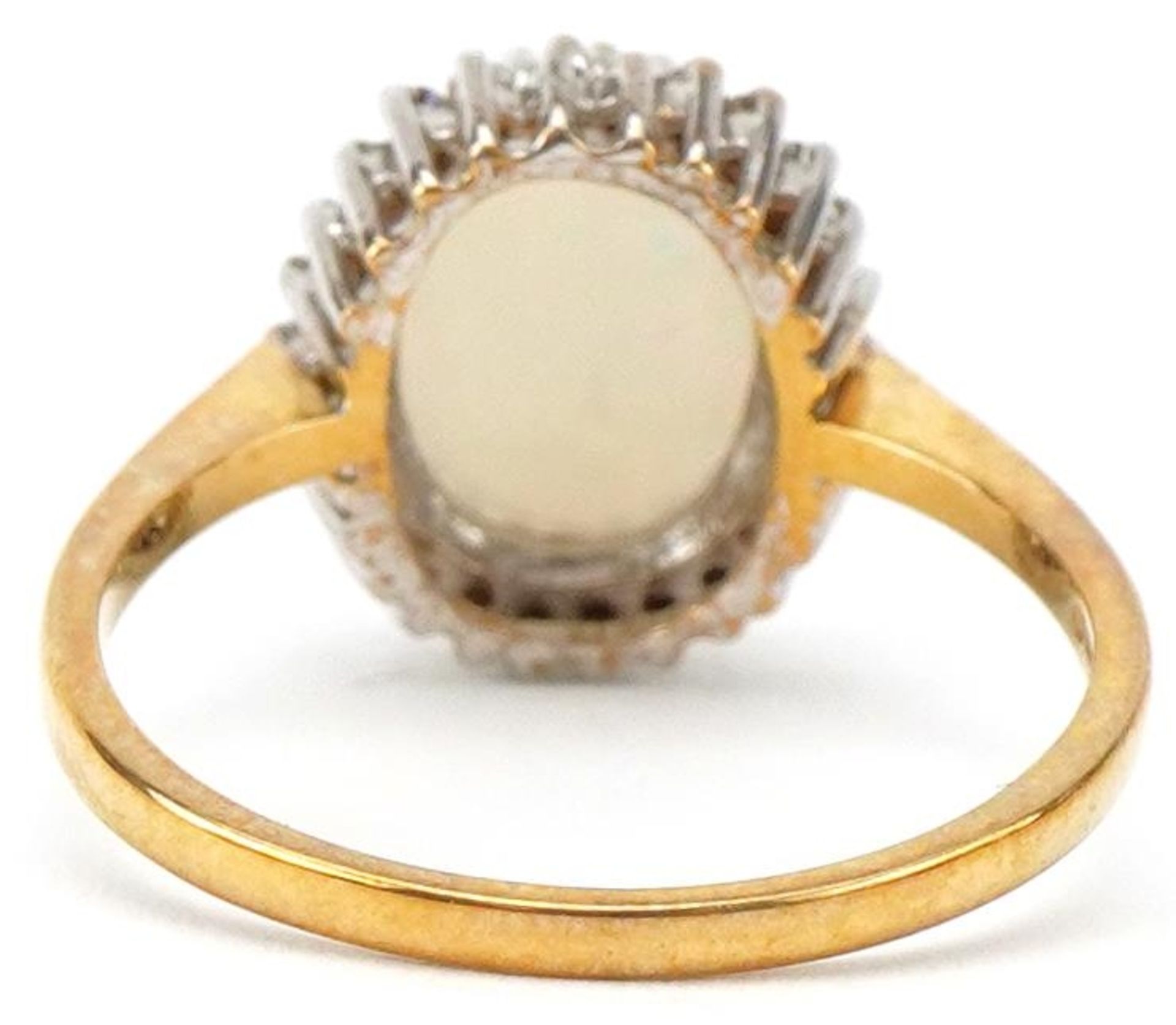 9ct gold cabochon opal and diamond cluster ring, the opal approximately 9.80mm x 7.80mm x 2.80mm - Image 3 of 6