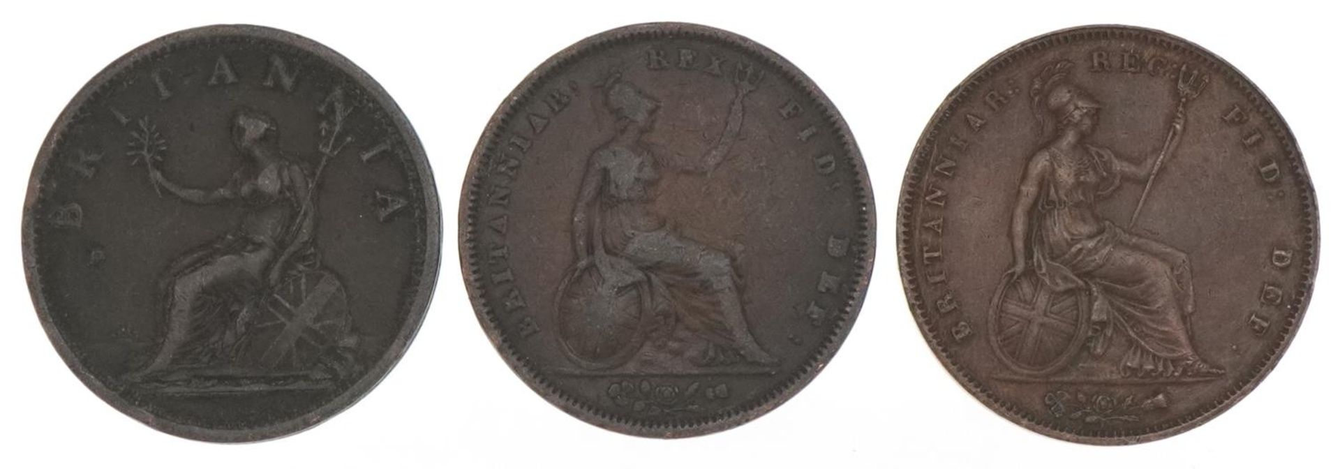 George III 1806 penny, William III 1831 penny and Queen Victoria 1853 penny - Bild 2 aus 2