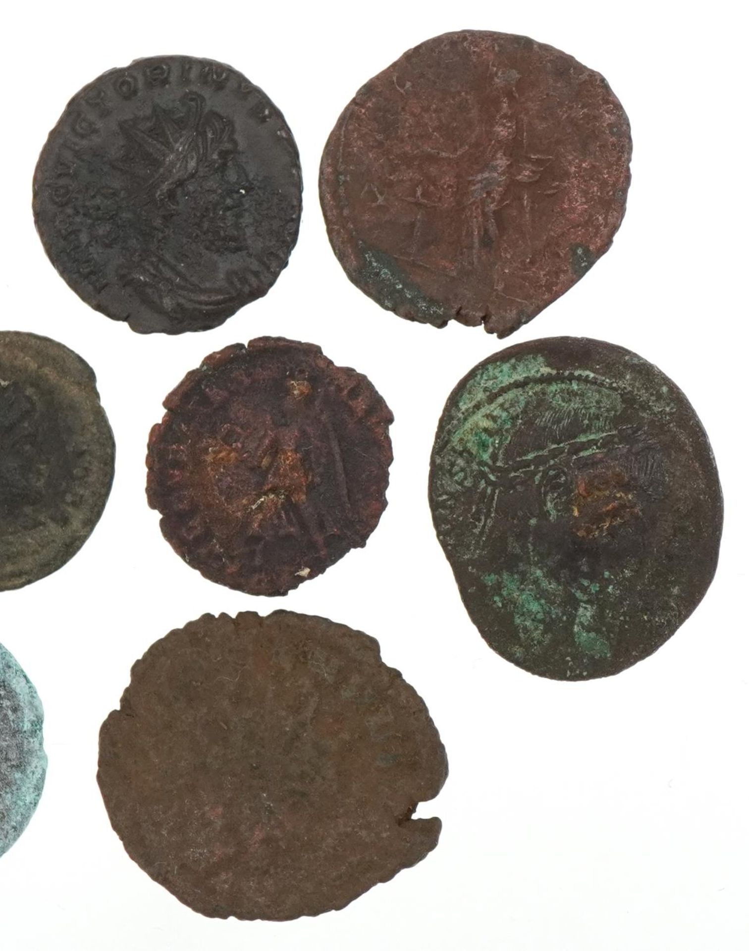 Various ancient coins including a Roman coin and a silver example - Image 3 of 6