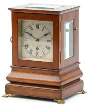 Justin Vulliamy London, mahogany cased mantle clock with fusee movement, 23cm high