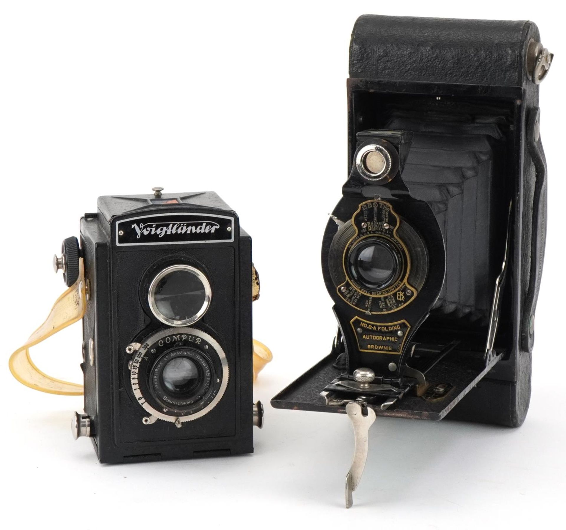 Two vintage cameras with cases a Voigtlander Brilliant and Kodak No 2-A folding Brownie - Bild 2 aus 4