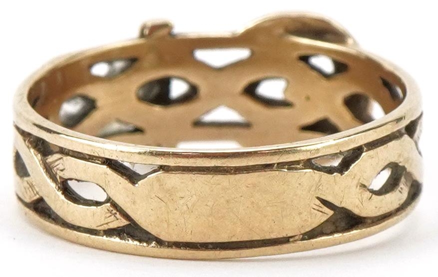 9ct gold pierced buckle ring, size Q, 3.5g - Bild 2 aus 3