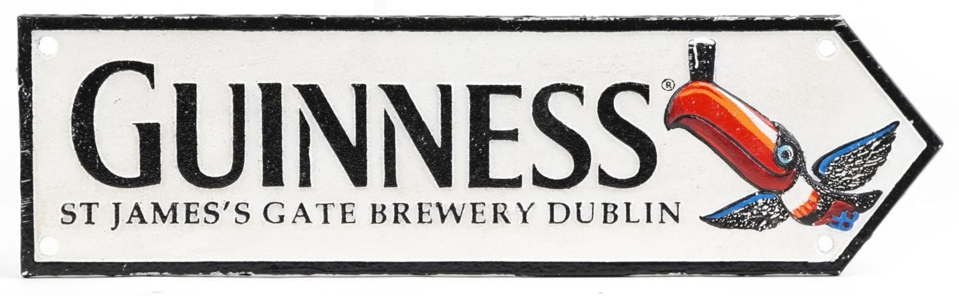 Guinness painted cast iron advertising plaque, 38cm x 11cm