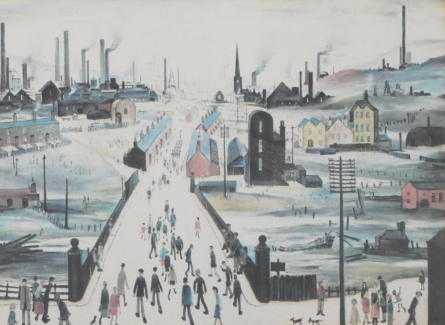 After Laurence Stephen Lowry - Canal Bridge and Laying a Foundation, two vintage prints in colour, - Image 2 of 11