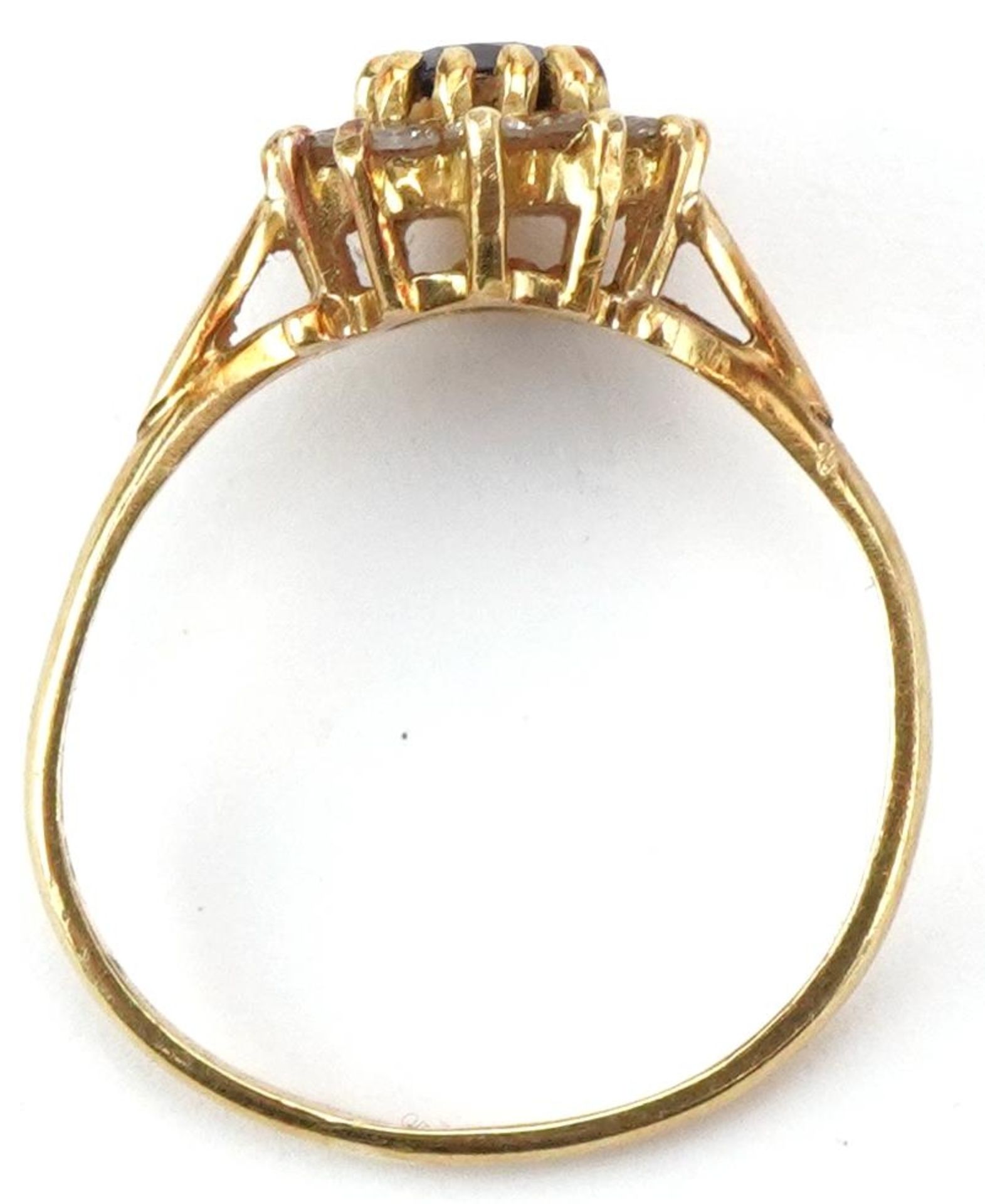 18ct gold diamond and sapphire cluster ring, size P/Q, 3.6g - Bild 3 aus 4