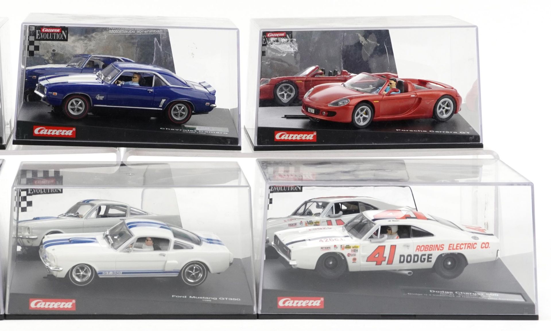 Six Carrera Evolution slot cars with cases comprising Dodge Charger 500, Porsche Carrera GT, - Image 3 of 3