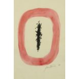 Follower of Lucio Fontana - Concetto Spaziale 64, watercolour and ink on paper, mounted and