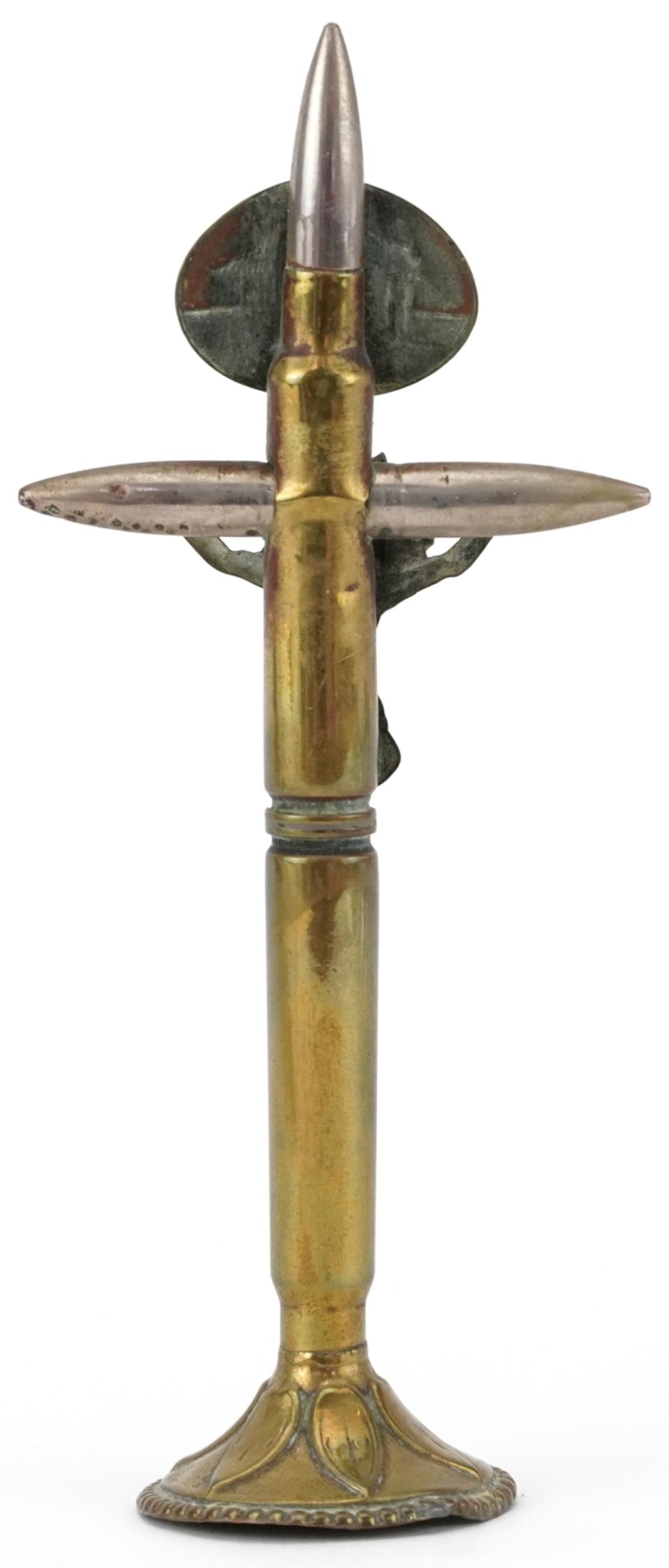 Military interest World War I Ypres trench art bullet Christ on a cross, 15cm high - Image 2 of 3