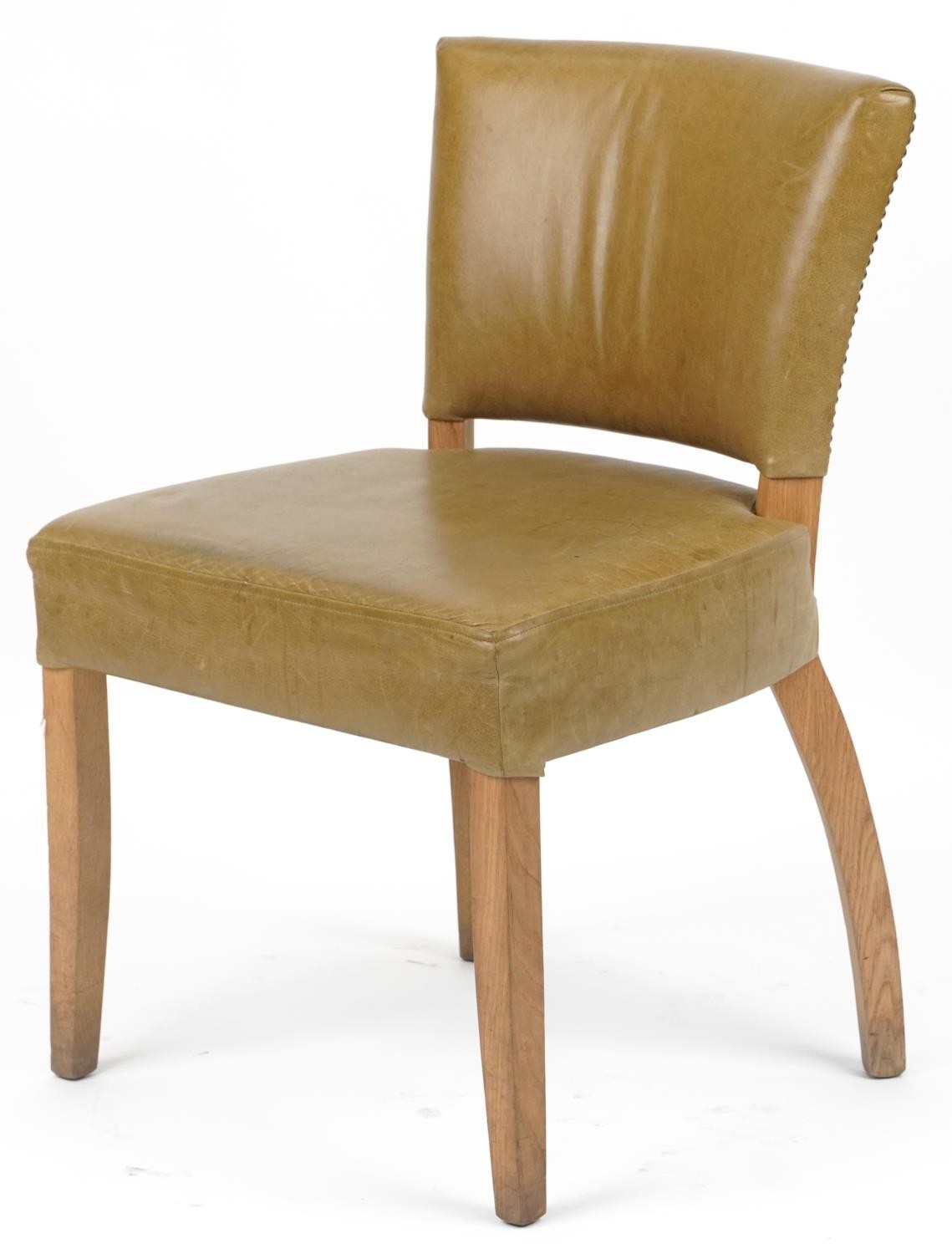 Wych Wood Design, contemporary light oak chair with green leather upholstery, 87cm high