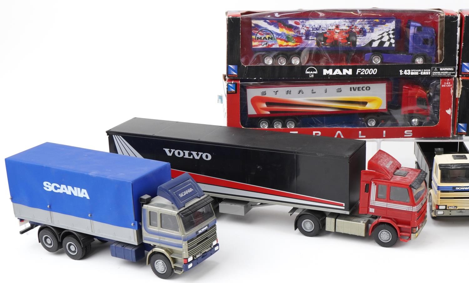 Collection of model articulated lorries, some with boxes including NewRay Mercedes Benz Iveco, - Image 2 of 3