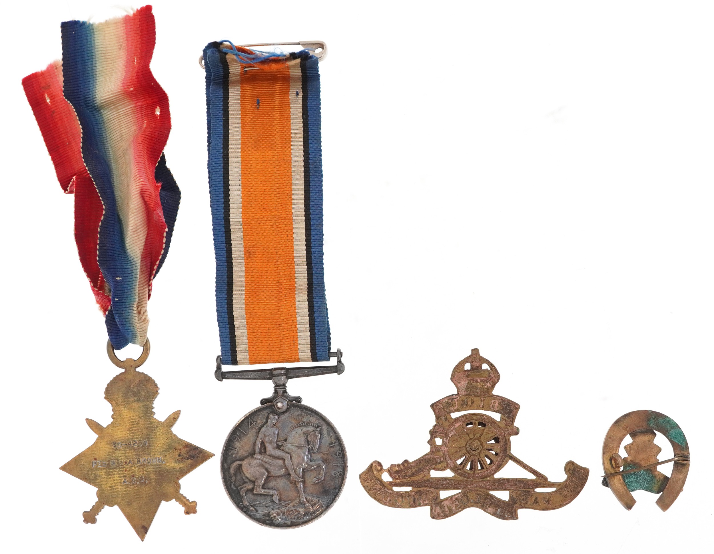 British military World War I medals awarded to W.J.A.BROWN A.S.C Mons Star and CPL.W.J.A.BROWNA.S. - Image 6 of 8