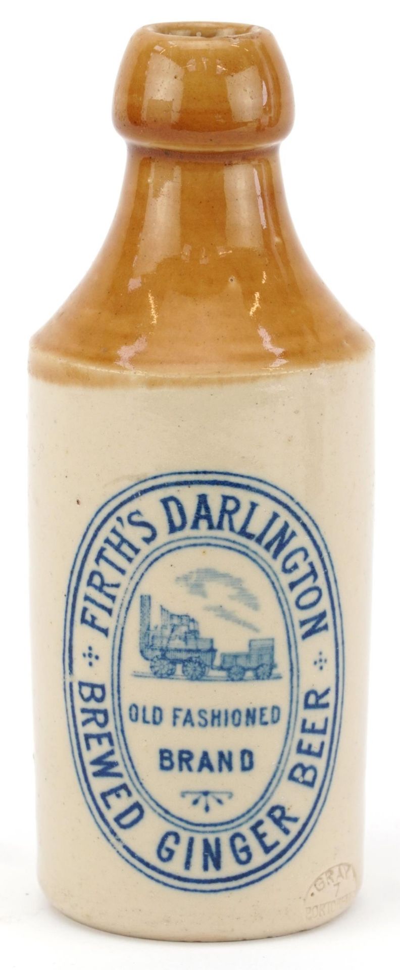 Victorian ginger beer bottle, Frith Darlington Brewed Ginger Beer The Old Fashioned Brand, 18cm high