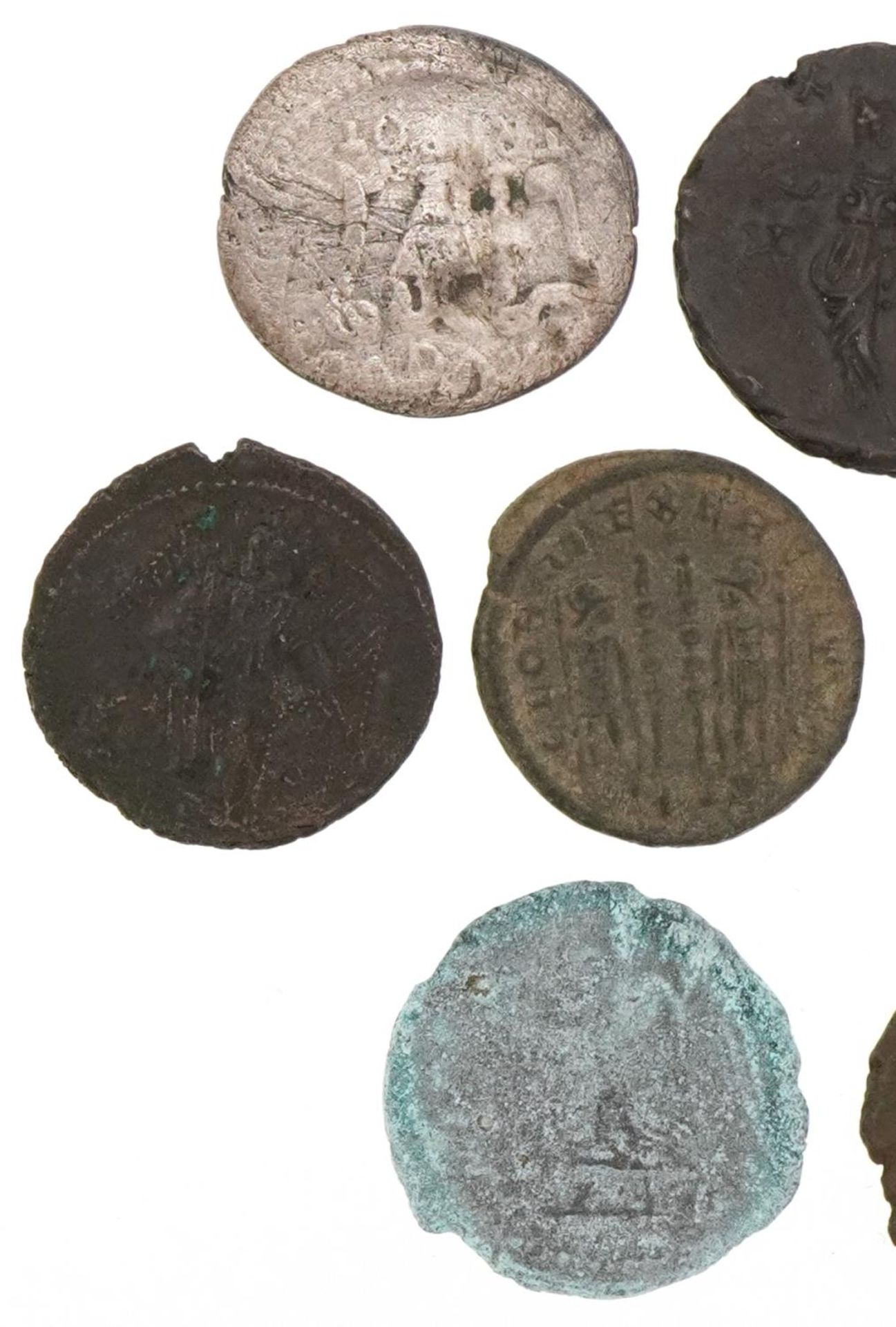Various ancient coins including a Roman coin and a silver example - Image 5 of 6