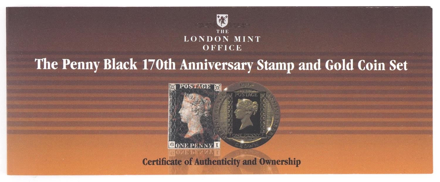 Penny Black 170th Anniversary stamp and gold coin set by The London Mint Office with certificate and - Bild 4 aus 5