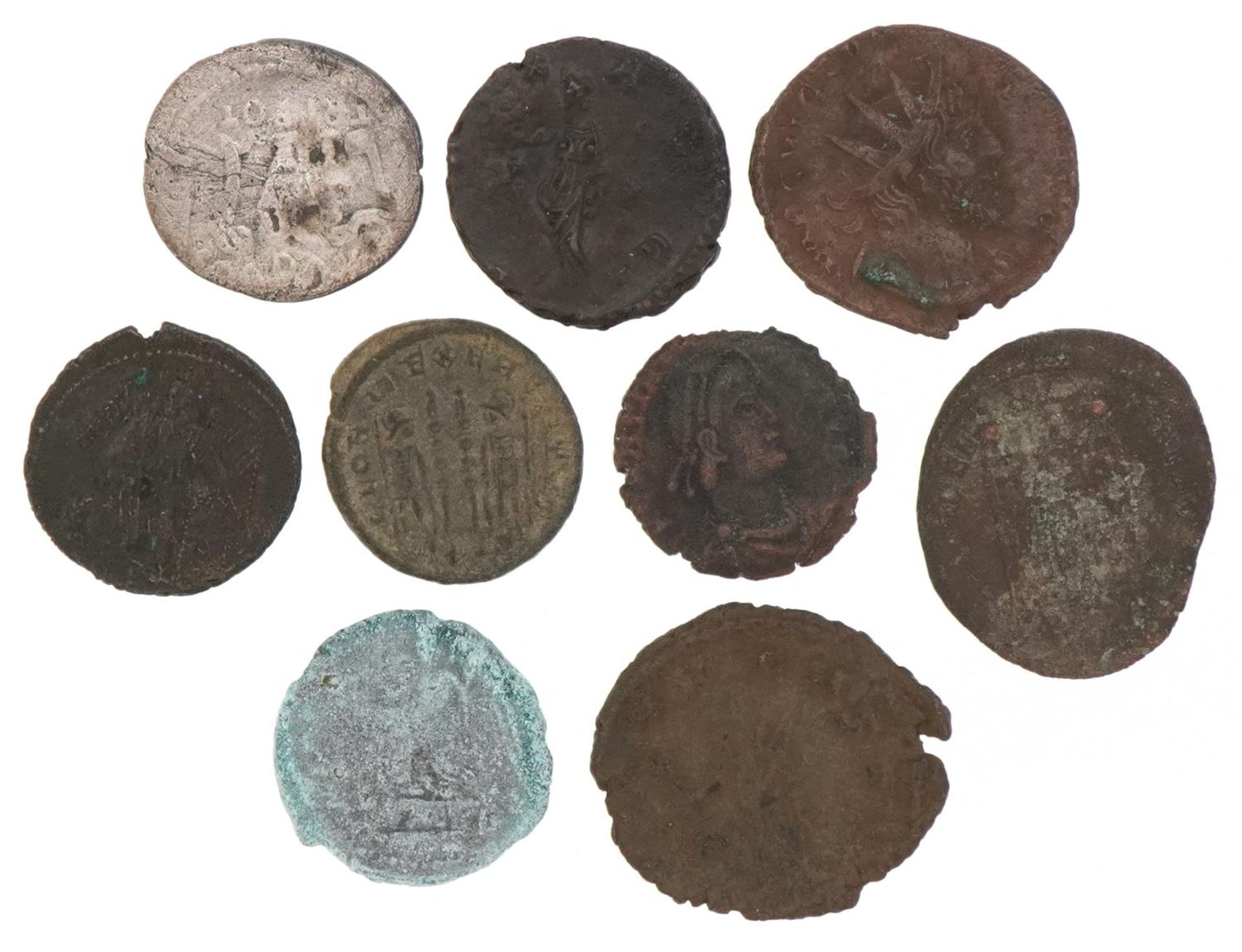 Various ancient coins including a Roman coin and a silver example - Image 4 of 6