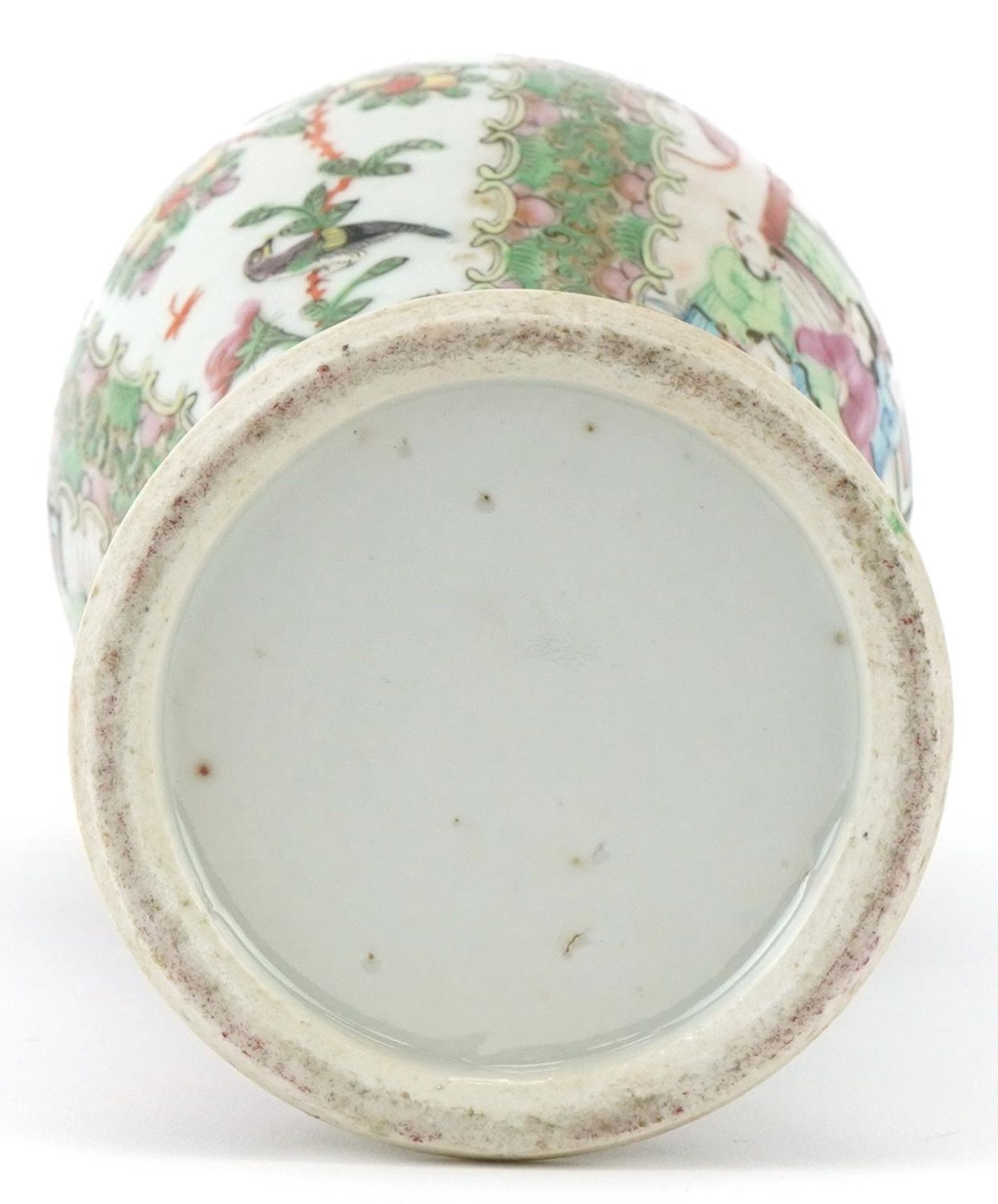 Chinese porcelain vase hand painted in the famille rose palette with flowers, birds and scenes, 25cm - Image 6 of 6