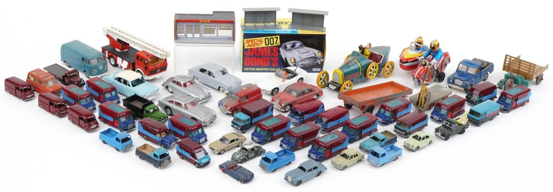 Vintage and later diecast and tinplate vehicles including Dinky, Corgi and Husky