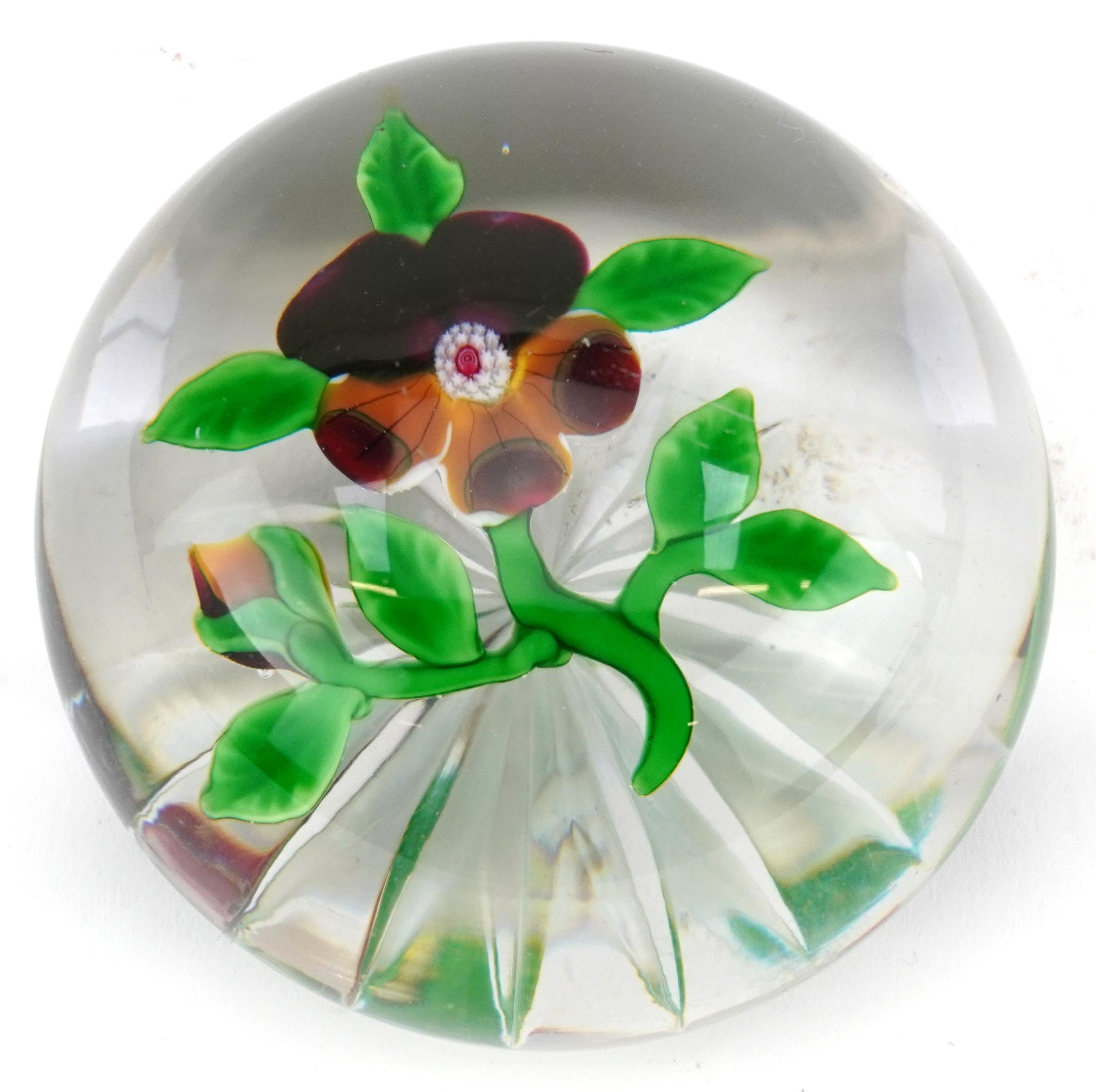 Antique Baccarat pansy paperweight 8cm in diameter