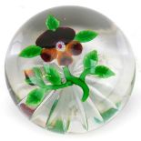 Antique Baccarat pansy paperweight 8cm in diameter