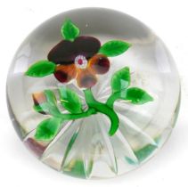 Antique Baccarat pansy paperweight 8cm in diameter