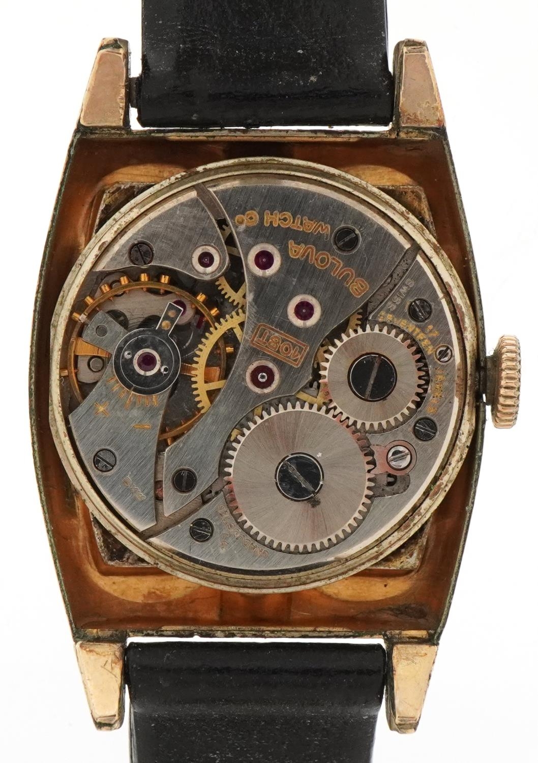 Bulova, gentlemen's gold plated manual wind wristwatch having silvered dial with Arabic numerals, - Image 4 of 6