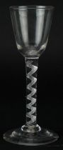 18th century wine glass with air twist stem, 15.5cm high