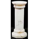 White Talavera marble pedestal column, 65cm high x 27cm in diameter