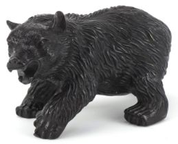 Patinated bronze study of a brown bear, 22cm in length