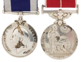 British military naval medals for Long Service and Good Conduct and a Meritorious Service awarded to