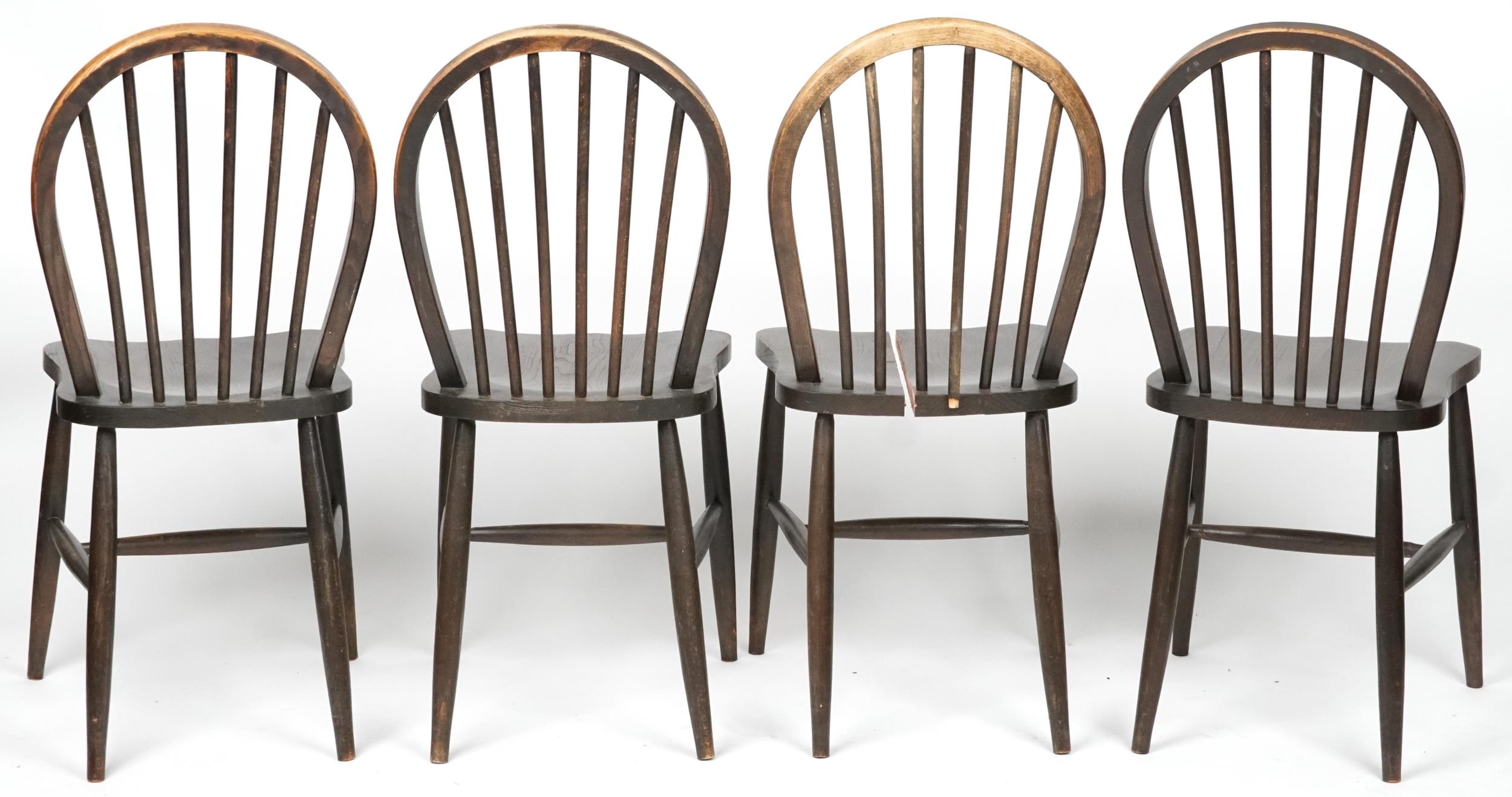 Set of four Ercol elm stick back chairs, each 90cm high - Image 3 of 4