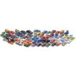 Large collection of vintage Dinky and Corgi diecast vehicles including Morris Oxford, AEC Mercury,