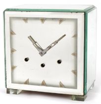 Art Deco style mirrored mantle clock with Westminster chime, 28cm H x 27cm W x 15cm D