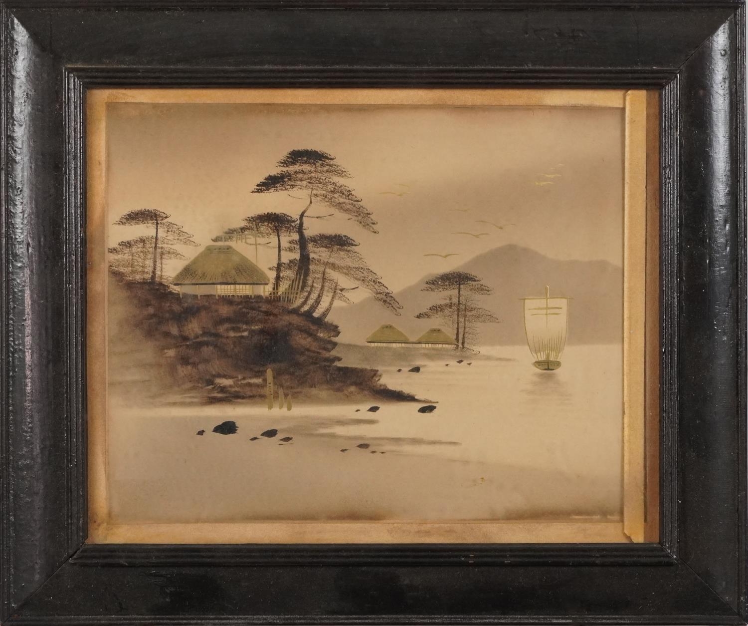 Mount Fujiyama six Japanese watercolours heightened in gilt, each framed and glazed, the largest - Bild 15 aus 19