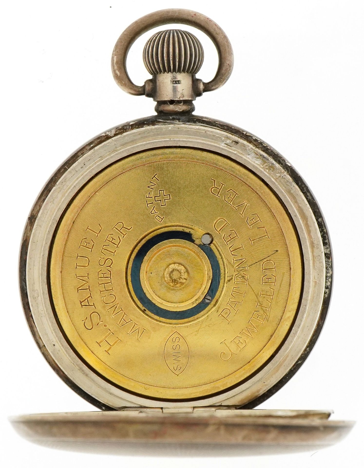H Samuel, George V gentlemen's silver Acme Lever open face keyless pocket watch having enamelled and - Image 3 of 8