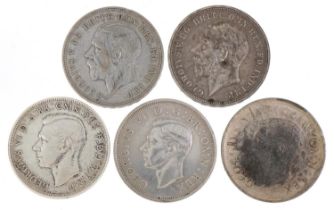 Five British and Commonwealth of Australia crowns comprising two 1931 Rocking Horse and three 1937