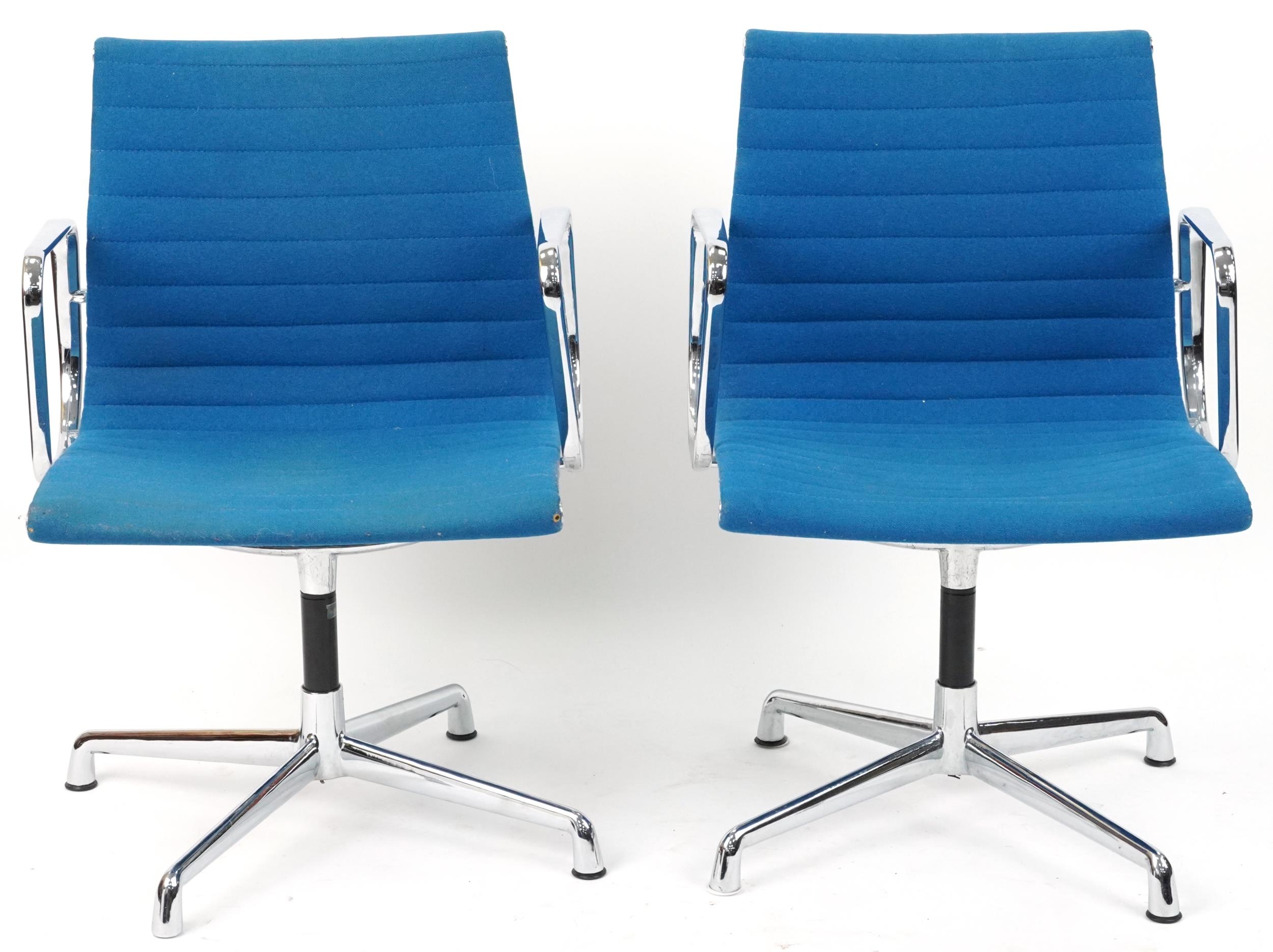 Manner of Charles and Ray Eames, pair of Vitre style EA108 aluminium chairs - Image 2 of 4