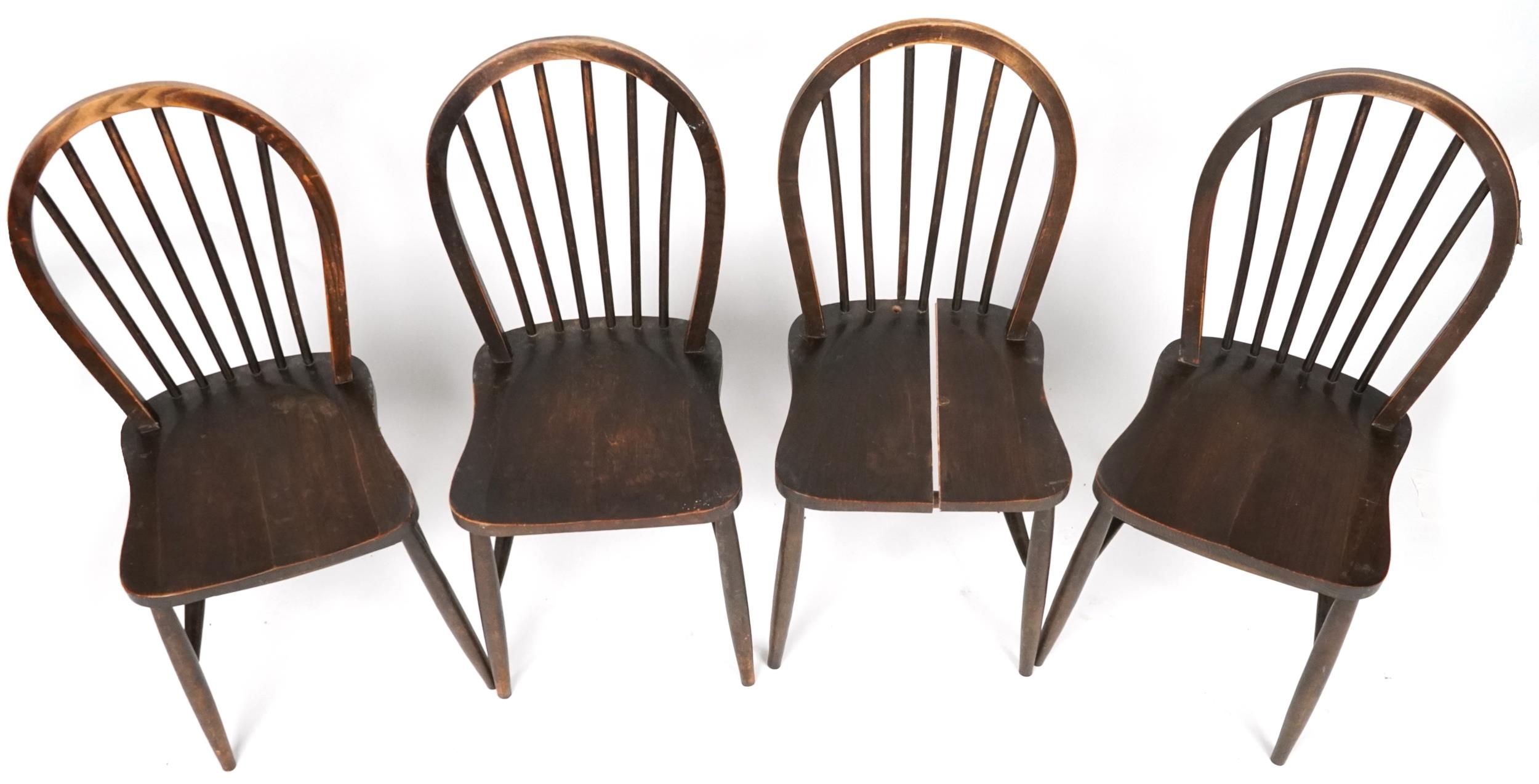 Set of four Ercol elm stick back chairs, each 90cm high - Image 2 of 4
