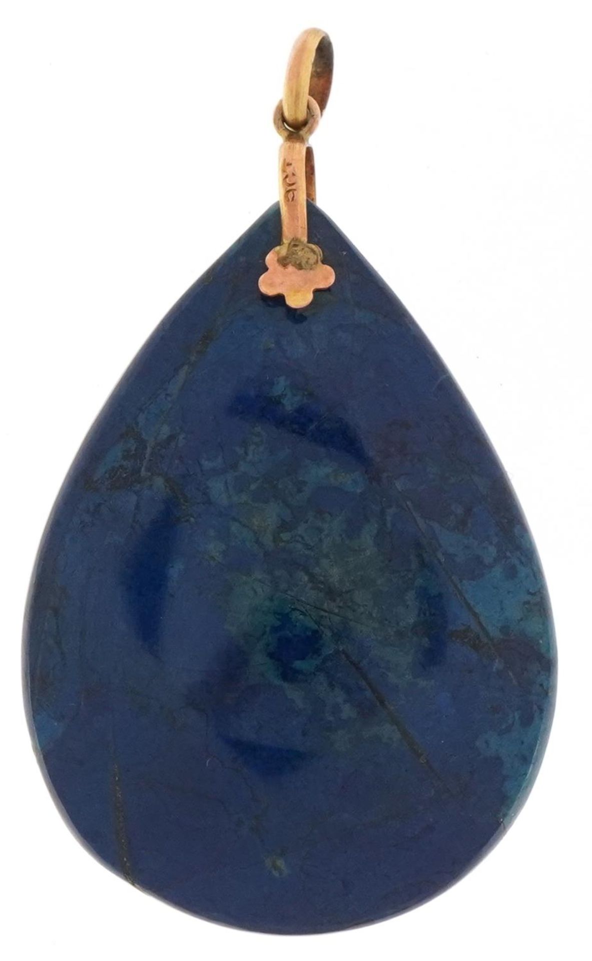 Lapis lazuli teardrop pendant with 9ct gold suspension loop, 5cm high, 20.6g - Bild 2 aus 3