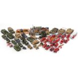 Large collection of vintage and later collector's fire engines and army vehicles including Corgi and