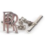 White metal Rolls Royce lapel pin, 4cm in length, 2.5g