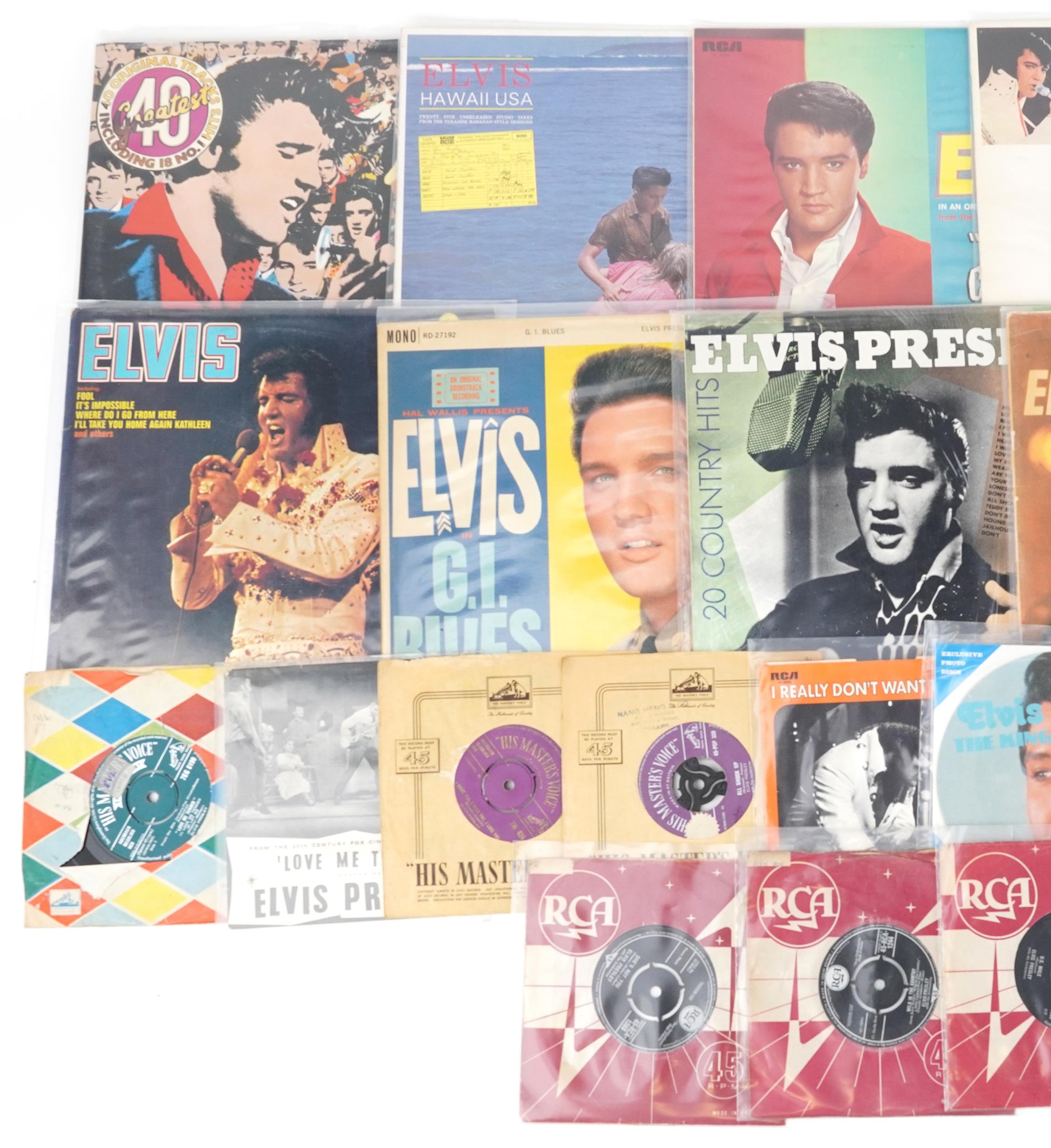 Elvis Presley vinyl LP records and 45rpms including Kissing Cousins, Hawaii USA and Golden Records - Image 2 of 3