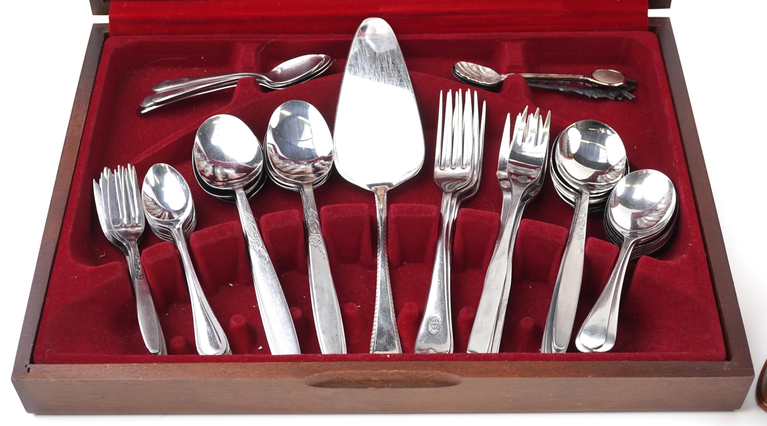 Mid century stainless steel cutlery arranged in two canteens including Viners Studio and Viners - Image 3 of 12