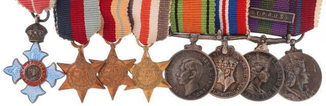 British military World War II dress medals including Mentioned in Dispatches and French and